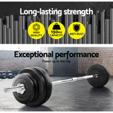 NNEDSZ 168CM 5.5FT Barbell Bar Fitness Weight Plates Dumbbells Row