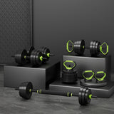 NNEDSZ 25kg Adjustable Dumbbells Set Kettle Bell Weight Plates Barbells Gym