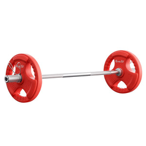 NNEDSZ Barbells Set 36kg 120cm Dumbbell Barbell Plate Weight Lifting Home Gym Red Lifting