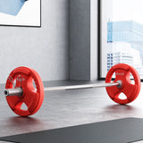 NNEDSZ Barbells Set 36kg 120cm Dumbbell Barbell Plate Weight Lifting Home Gym Red Lifting
