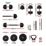 NNEDSZ 40kg Adjustable Dumbbells Set Kettle Bell Weight Plates Barbells Gym