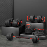 NNEDSZ 40kg Adjustable Dumbbells Set Kettle Bell Weight Plates Barbells Gym