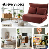 Artiss Floor Lounge Sofa Bed Foldable 2 Seater Orange