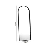 NNEED Wooden Full Length Mirror 166x60cm Arched Black