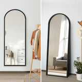 NNEED Wooden Full Length Mirror 166x60cm Arched Black