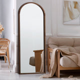 NNEED Wooden Full Length Mirror 166x60cm Arched Brown