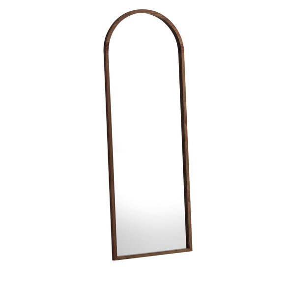 NNEED Wooden Full Length Mirror 166x60cm Arched Brown