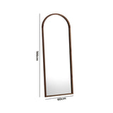 NNEED Wooden Full Length Mirror 166x60cm Arched Brown