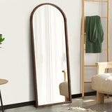 NNEED Wooden Full Length Mirror 166x60cm Arched Brown
