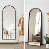 NNEED Wooden Full Length Mirror 166x60cm Arched Brown
