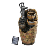 NNEDSZ Solar Fountain Water Feature Outdoor Cascading Hand Pump Design 80CM