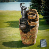 NNEDSZ Solar Fountain Water Feature Outdoor Cascading Hand Pump Design 80CM