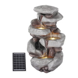 NNEDSZ Gardeon Solar Fountain Water Feature Outdoor Indoor 4-Tier Brown