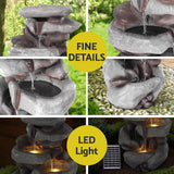 NNEDSZ Gardeon Solar Fountain Water Feature Outdoor Indoor 4-Tier Brown
