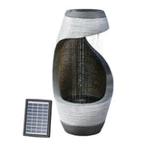 NNEDSZ Solar Fountain Water Feature Bird Bath Outdoor Garden Cascade 48CM Grey