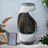 NNEDSZ Solar Fountain Water Feature Bird Bath Outdoor Garden Cascade 48CM Grey