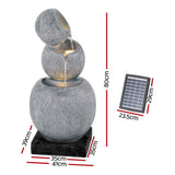 NNEDSZ Solar Fountain Water Feature Bird Bath Garden LED Light 80CM Grey
