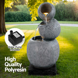NNEDSZ Solar Fountain Water Feature Bird Bath Garden LED Light 80CM Grey