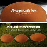 NNEDSZ Grillz 70cm Fire Pit Rustic Iron Bowl Outdoor