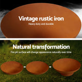 NNEDSZ Grillz Fire Pit Iron Bowl 80cm Outdoor Patio Fireplace