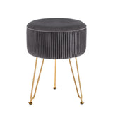 NNEDSZ Artiss Ottoman Foot Stool Vanity Velvet Round Grey