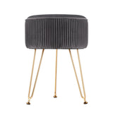 NNEDSZ Artiss Ottoman Foot Stool Vanity Velvet Round Grey
