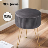 NNEDSZ Artiss Ottoman Foot Stool Vanity Velvet Round Grey