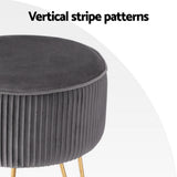 NNEDSZ Artiss Ottoman Foot Stool Vanity Velvet Round Grey