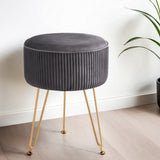 NNEDSZ Artiss Ottoman Foot Stool Vanity Velvet Round Grey
