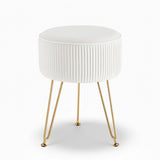 Artiss Ottoman Foot Stool Vanity Velvet Round White