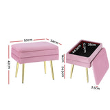 NNEDSZ Artiss Ottoman Storage Foot Stool Vanity Velvet Pink