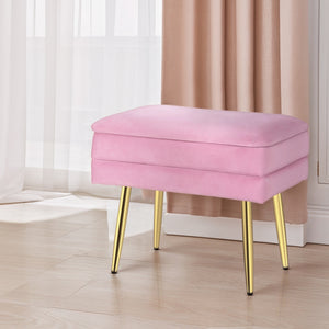 NNEDSZ Artiss Ottoman Storage Foot Stool Vanity Velvet Pink