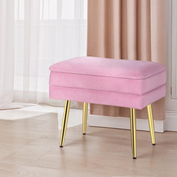 NNEDSZ Artiss Ottoman Storage Foot Stool Vanity Velvet Pink