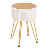 NNEDSZ Artiss Ottoman Storage Foot Stool Vanity Velvet Round White