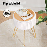 NNEDSZ Artiss Ottoman Storage Foot Stool Vanity Velvet Round White