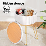 NNEDSZ Artiss Ottoman Storage Foot Stool Vanity Velvet Round White