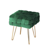 NNEDSZ Artiss Ottoman Foot Stool Vanity Woven Velvet Green