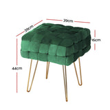 NNEDSZ Artiss Ottoman Foot Stool Vanity Woven Velvet Green
