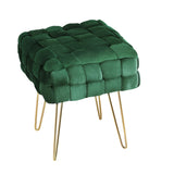 NNEDSZ Artiss Ottoman Foot Stool Vanity Woven Velvet Green