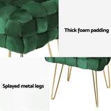 NNEDSZ Artiss Ottoman Foot Stool Vanity Woven Velvet Green