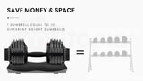 NNEMB 2 x 12.5kg Adjustable Weight Dumbbell Set, for Home Gym Fitness Training