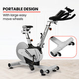 NNEMB Heavy Duty Stationary Exercise Spin Bike, 13kg Flywheel, Pulse Sensors, LCD Display for Gym Home Fitness
