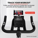 NNEMB Heavy Duty Stationary Exercise Spin Bike, 13kg Flywheel, Pulse Sensors, LCD Display for Gym Home Fitness