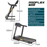 NNEMB TRX4 Electric Treadmill, Medium Size, Foldable, Suspension, Bluetooth, USB/MP3, Pulse Sensors, Fitness Tracker