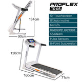 NNEMB TRX6 3.5CHP Electric Treadmill, Medium Size, 10-inch Touchscreen display, Foldable, Suspension, Auto Incline, Bluetooth, Pulse Sensors