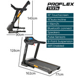NNEMB TRX9s Electric Treadmill, Large Size, 450mm Belt, 10-inch display, Foldable, Suspension, Auto Incline, WiFi, Bluetooth, Pulse Sensors