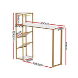 NNEDSZ Artiss Bar Table Dining Storage Shelf Wine Rack Home Kitchen Office Desk Gold
