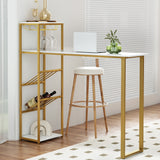 NNEDSZ Artiss Bar Table Dining Storage Shelf Wine Rack Home Kitchen Office Desk Gold