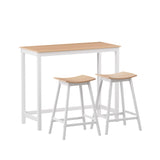 NNEDSZ Artiss Bar Table and Stools Set Dining Desk Solid Wood Kitchen Chairs Cafe Pub