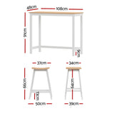NNEDSZ Artiss Bar Table and Stools Set Dining Desk Solid Wood Kitchen Chairs Cafe Pub